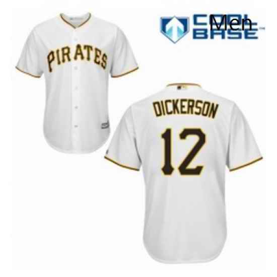 Mens Majestic Pittsburgh Pirates 12 Corey Dickerson Replica White Home Cool Base MLB Jersey